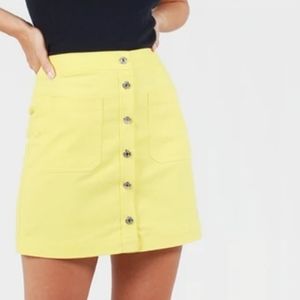 Calvin Klein Button Up Mini Skirt - yellow cream